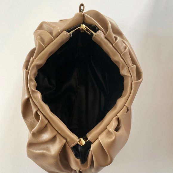 Cloud Clutch - Tan Ruched Pouch Bag - Picture 8 of 8